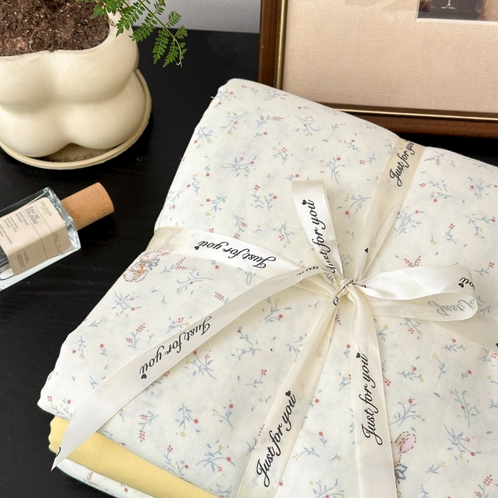 91家纺网 家纺一手货源 找家纺 吉象家纺 2024新款双层纱四件套叠拍 花枝兔