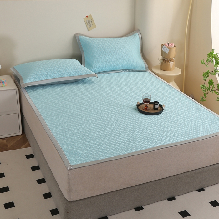 91家纺网 家纺一手货源 找家纺 畅畅家纺 2024新款冰豆豆凉豆豆3D复合PE凉席凉感丝夏季凉席床单款 轻奢绿