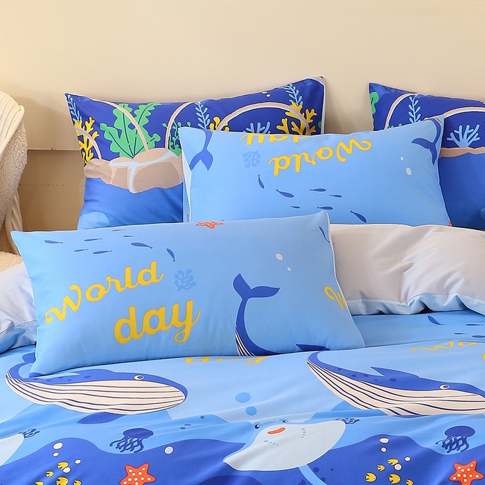 91家纺网 家纺一手货源 找家纺 金鑫汇家纺 2024新款全棉印花单枕套 海族馆