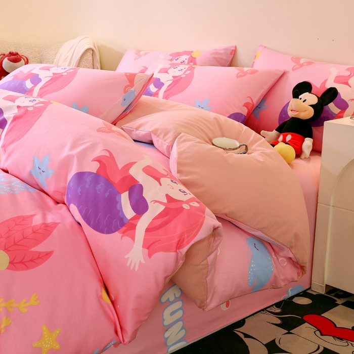 91家纺网 家纺一手货源 找家纺 金鑫汇家纺 2024新款全棉印花四件套 小美人鱼