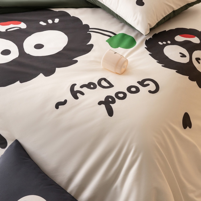 91家纺网 家纺一手货源 找家纺 雅居纺家纺 2024新款全棉印花13372大版四件套 小煤球伙伴