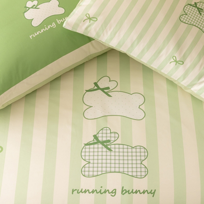 91家纺网 家纺一手货源 找家纺 雅居纺家纺 2024新款全棉印花13372大版四件套 奔跑小兔