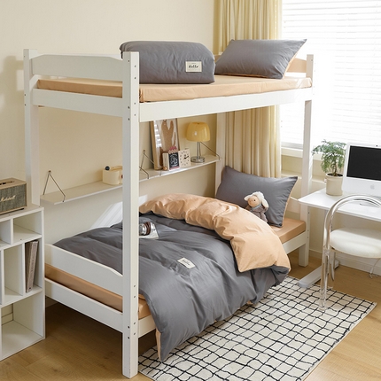 91家纺网 家纺一手货源 找家纺 寐眠 2024新款全棉纯色简约学生三件套 墨灰奶茶