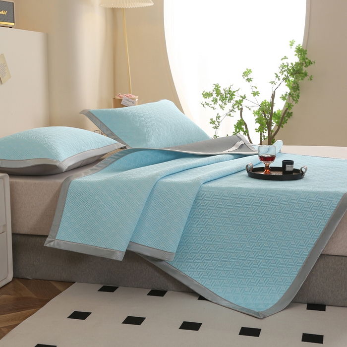 91家纺网 家纺一手货源 找家纺 畅畅家纺 2024新款冰豆豆凉豆豆3D复合PE凉席凉感丝夏季凉席床单款 轻奢绿