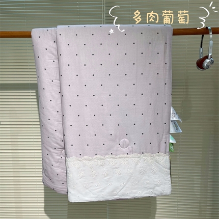 91家纺网 家纺一手货源 找家纺 荣轩家居 2024新款全棉花边双层纱夏被夏凉被空调被 多肉葡萄