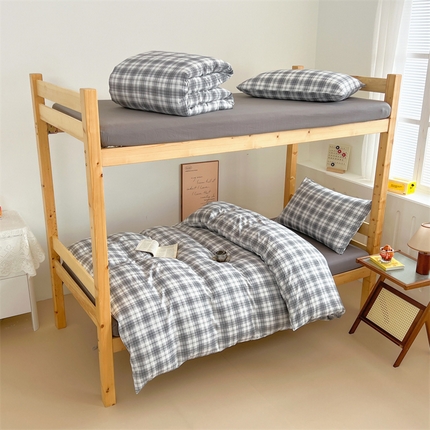 多品家纺 2024新款【宜家风】【无印风】学生宿舍三件套【床单款】【床笠款】【床垫套款】 简约格