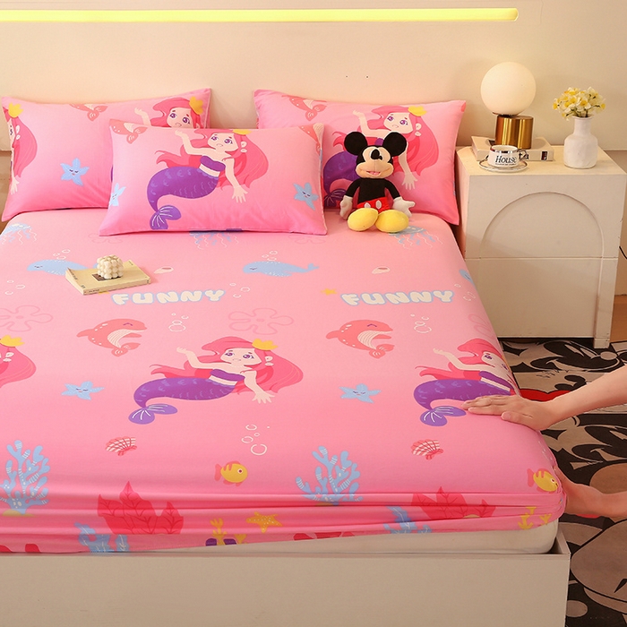 91家纺网 家纺一手货源 找家纺 金鑫汇家纺 2024新款全棉印花单床笠 小美人鱼