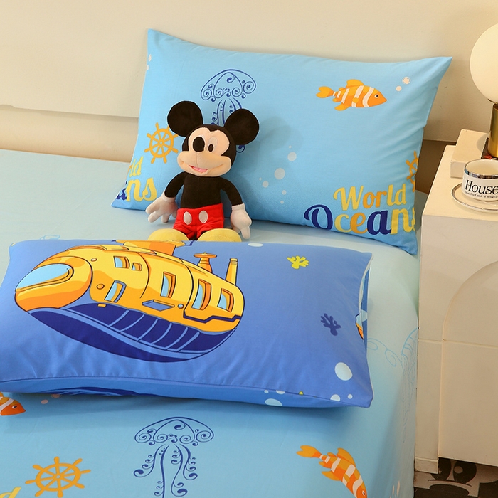 91家纺网 家纺一手货源 找家纺 金鑫汇家纺 2024新款全棉印花单枕套 海底探秘