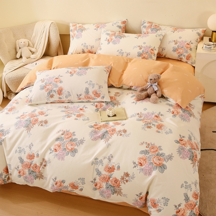 91家纺网 家纺一手货源 找家纺 金鑫汇家纺 2024新款全棉印花四件套 安娜花园