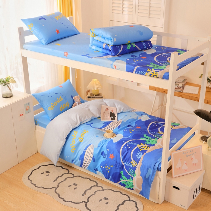 91家纺网 家纺一手货源 找家纺 金鑫汇家纺 2024新款全棉宿舍印花三件套第三批 海族馆