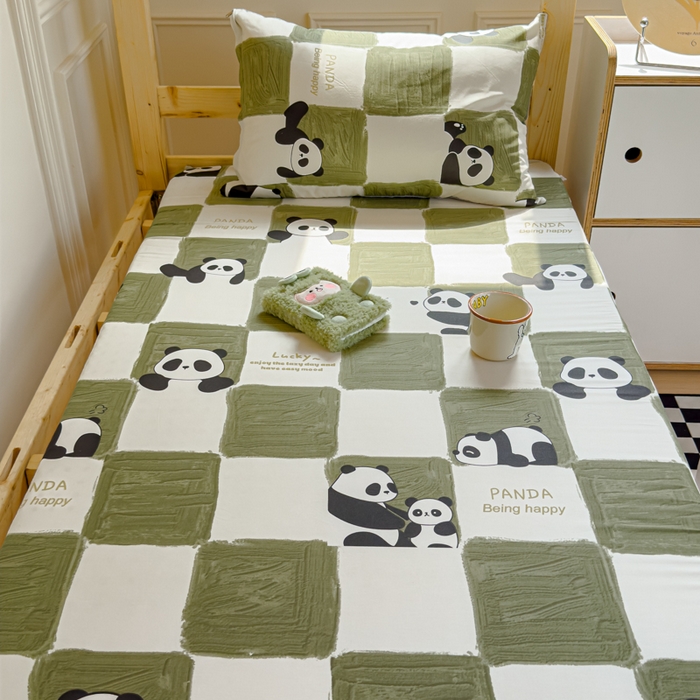 91家纺网 家纺一手货源 找家纺 金丝鸟家纺 2024新款全棉水晶绒床垫套 棋盘米兜