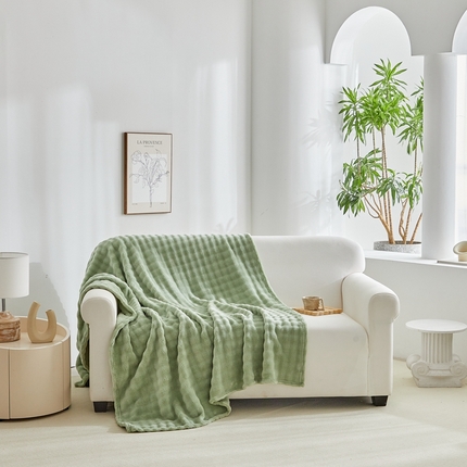 91家纺网 家纺一手货源 找家纺 （总）巴木赫 2024新款法兰绒泡泡卷边毯子毛毯