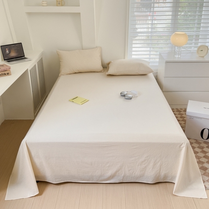 金丝鸟家纺 2024新款A类全棉色织水洗棉单床单系列 米白细条