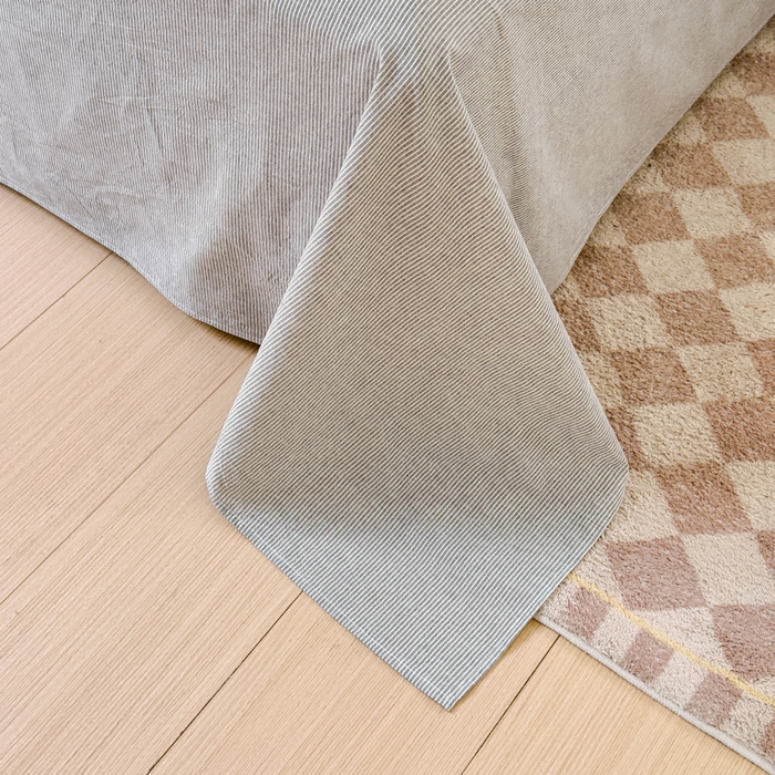 91家纺网 家纺一手货源 找家纺 金丝鸟家纺 2024新款A类全棉色织水洗棉单床单系列 灰细条