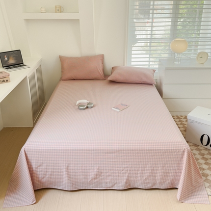 金丝鸟家纺 2024新款A类全棉色织水洗棉单床单系列 红色蓝条田格