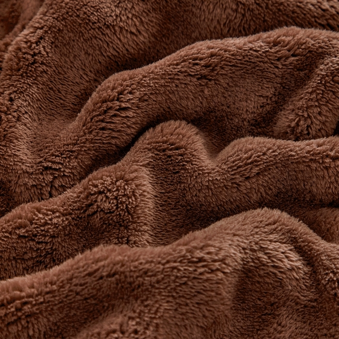 91家纺网 家纺一手货源 找家纺 巴木赫 2024新款法兰绒泡泡卷边毯子毛毯 咖啡