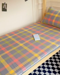 91家纺网 家纺一手货源 找家纺 金丝鸟家纺 2024新款全棉色织水洗棉水晶绒床垫套 彩色格子