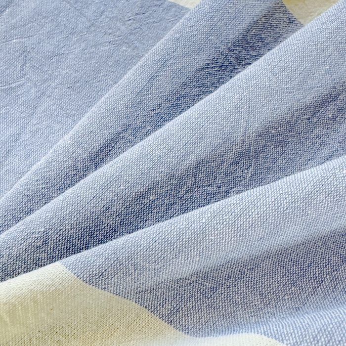 91家纺网 家纺一手货源 找家纺 金丝鸟家纺 2024新款A类全棉色织水洗棉单床单系列（学生床） 蓝灰大竖条