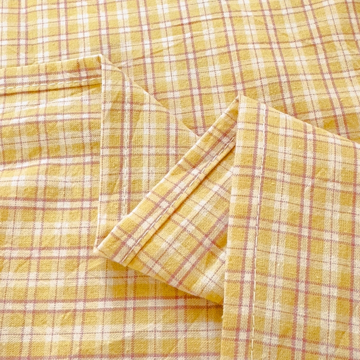 91家纺网 家纺一手货源 找家纺 金丝鸟家纺 2024新款A类全棉色织水洗棉单床单系列（学生床） 姜黄田格