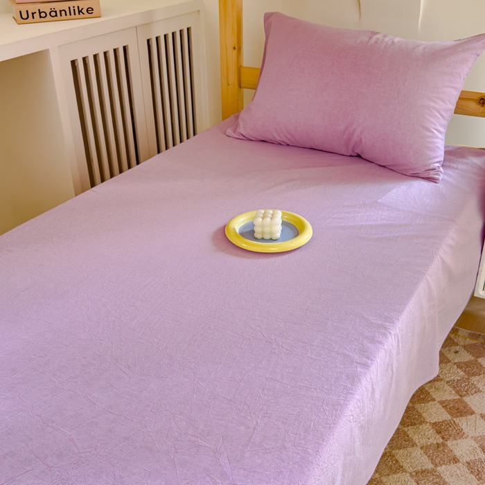 91家纺网 家纺一手货源 找家纺 金丝鸟家纺 2024新款A类全棉色织水洗棉单床单系列（学生床） 烟紫