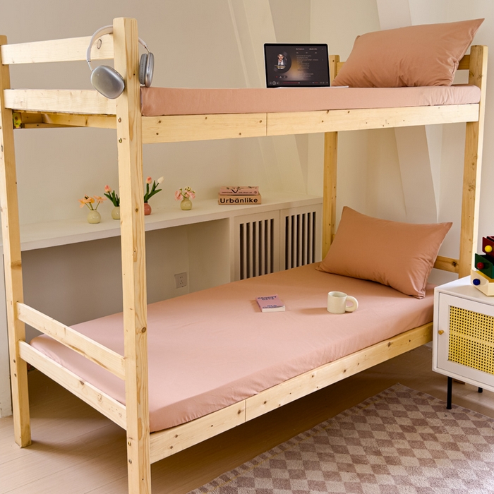 91家纺网 家纺一手货源 找家纺 金丝鸟家纺 2024新款A类全棉色织水洗棉单床笠系列（学生床） 驼色