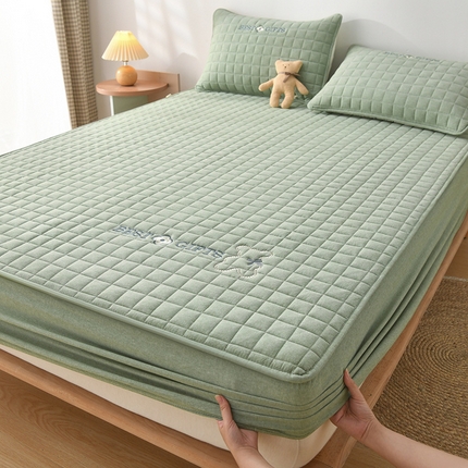 91家纺网 家纺一手货源 找家纺 （总）索弗莱家纺 2024新款色织全棉水洗棉刺绣款棉花床笠