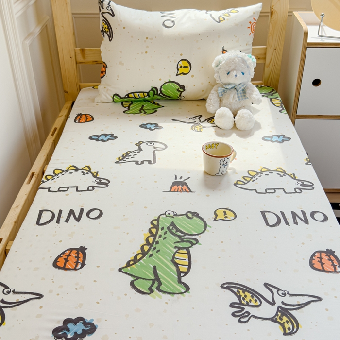 91家纺网 家纺一手货源 找家纺 金丝鸟家纺 2024新款全棉水晶绒床垫套 抗浪恐龙