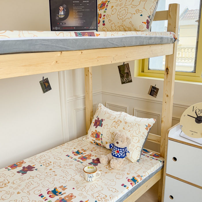 91家纺网 家纺一手货源 找家纺 金丝鸟家纺 2024新款全棉水晶绒床垫套 小童趣