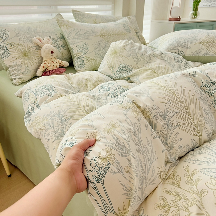 91家纺网 家纺一手货源 找家纺 赫然 2026新款水洗双层纱四件套 丛林密语