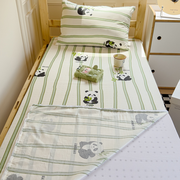 91家纺网 家纺一手货源 找家纺 金丝鸟家纺 2024新款全棉水晶绒床垫套 竹林米兜