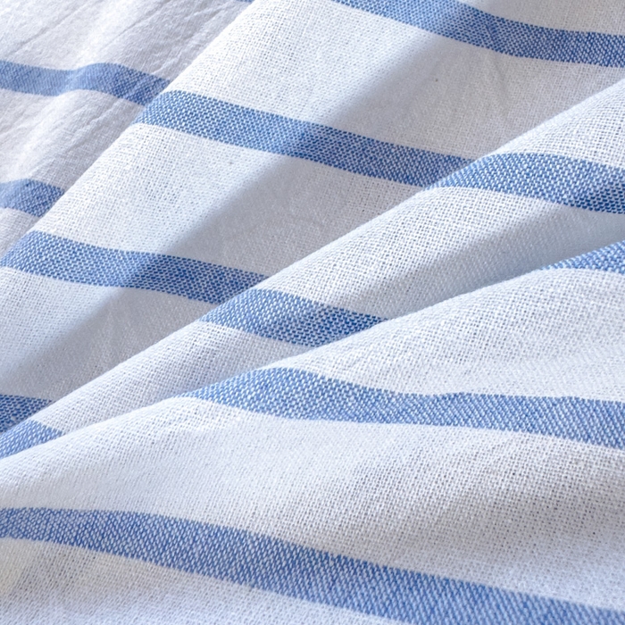 91家纺网 家纺一手货源 找家纺 金丝鸟家纺 2024新款A类全棉色织水洗棉单床单系列（学生床） 蓝色中条