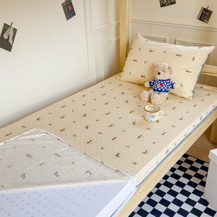 91家纺网 家纺一手货源 找家纺 金丝鸟家纺 2024新款全棉水晶绒床垫套 美美熊