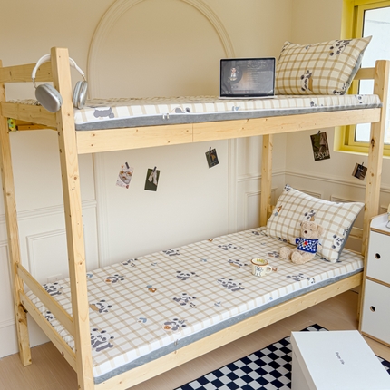 金丝鸟家纺 2024新款全棉水晶绒床垫套 格子米兜