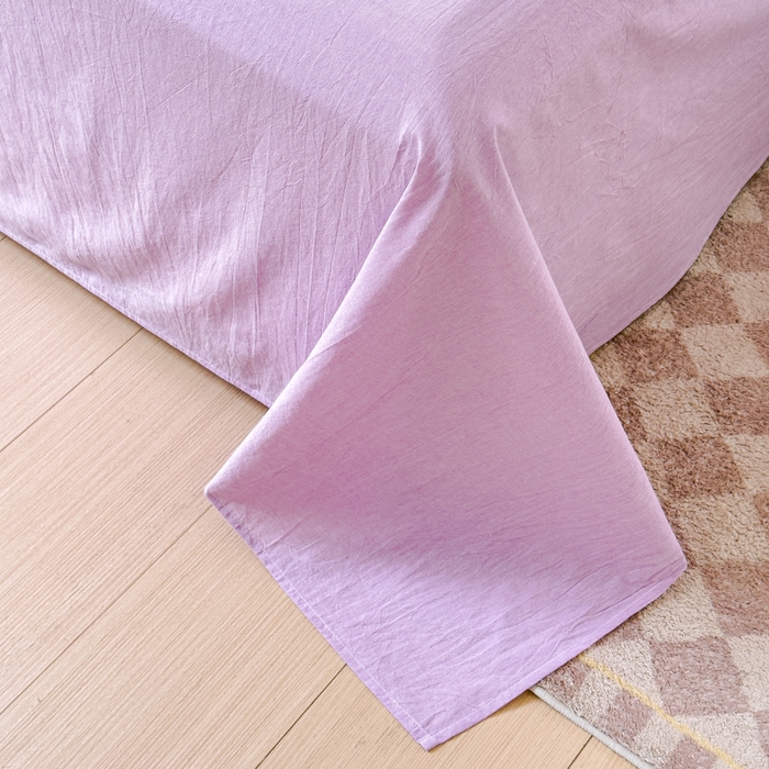 91家纺网 家纺一手货源 找家纺 金丝鸟家纺 2024新款A类全棉色织水洗棉单床单系列 烟紫