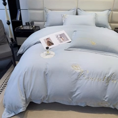 91家纺网 家纺一手货源 找家纺 梧桐家居 2024新款全棉四件套-银杏系列 银杏-天空蓝