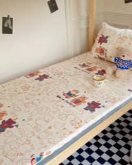 91家纺网 家纺一手货源 找家纺 金丝鸟家纺 2024新款全棉水晶绒床垫套 小童趣