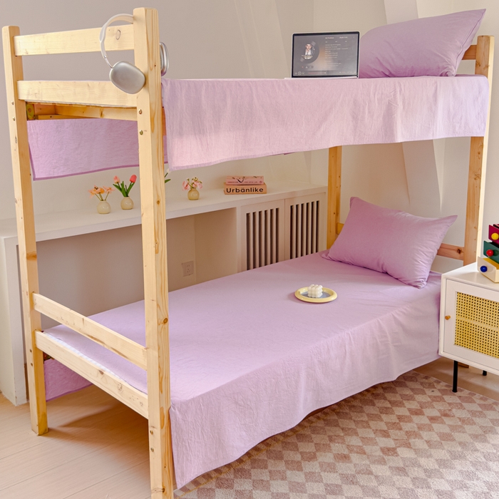 91家纺网 家纺一手货源 找家纺 金丝鸟家纺 2024新款A类全棉色织水洗棉单床单系列（学生床） 烟紫