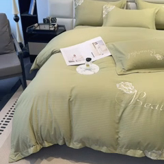 91家纺网 家纺一手货源 找家纺 梧桐家居 2024新款全棉四件套-银杏系列 银杏-高级绿