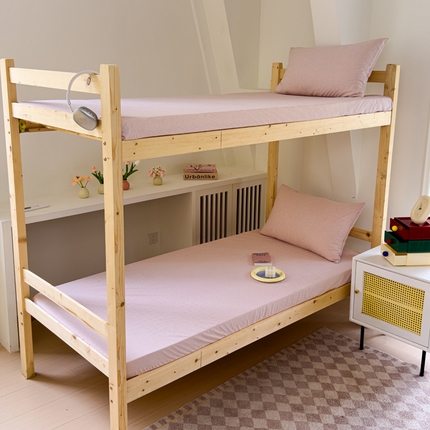 金丝鸟家纺 2024新款A类全棉色织水洗棉单床笠系列（学生床） 粉细条