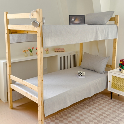 91家纺网 家纺一手货源 找家纺 金丝鸟家纺 2024新款A类全棉色织水洗棉单床单系列（学生床） 灰细条