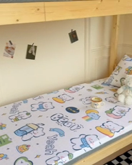 91家纺网 家纺一手货源 找家纺 金丝鸟家纺 2024新款全棉水晶绒床垫套 快乐小熊