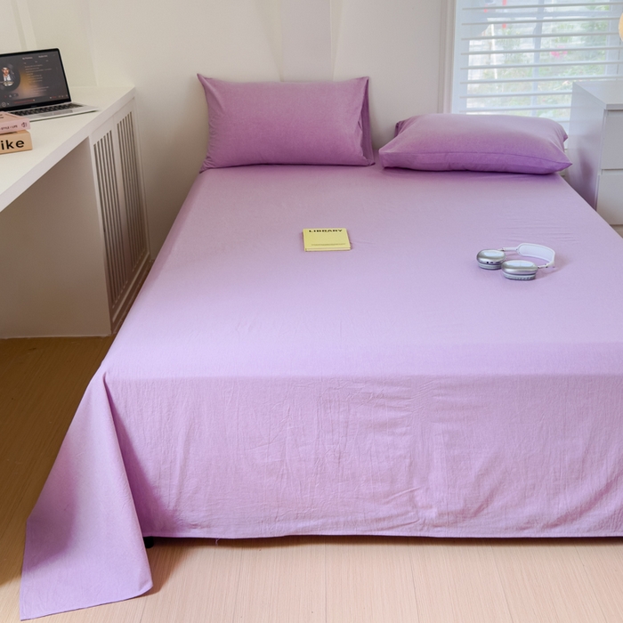 91家纺网 家纺一手货源 找家纺 金丝鸟家纺 2024新款A类全棉色织水洗棉单床单系列 烟紫