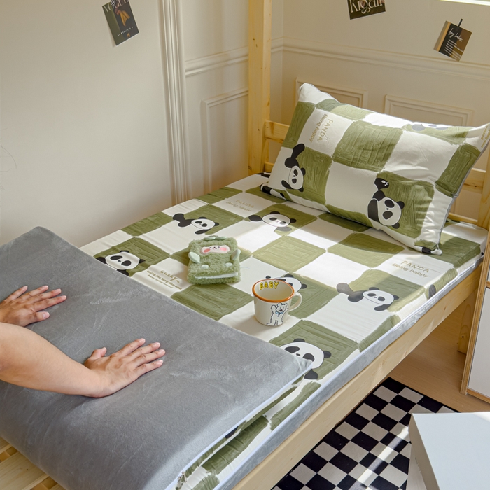 91家纺网 家纺一手货源 找家纺 金丝鸟家纺 2024新款全棉水晶绒床垫套 棋盘米兜