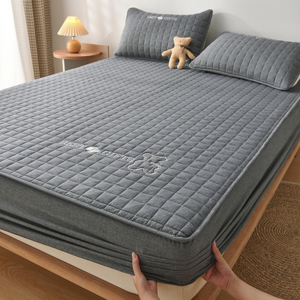 91家纺网 家纺一手货源 找家纺 （总）索弗莱家纺 2024新款色织全棉水洗棉刺绣款棉花床笠