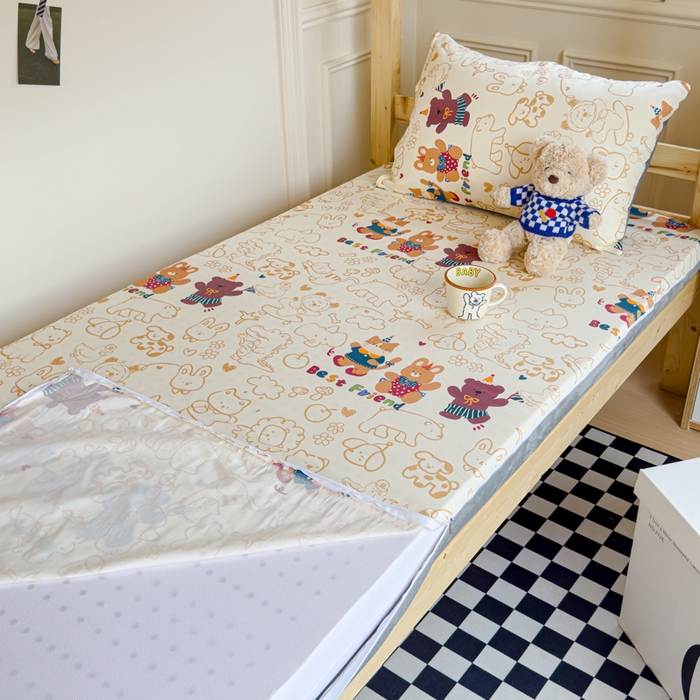 91家纺网 家纺一手货源 找家纺 金丝鸟家纺 2024新款全棉水晶绒床垫套 小童趣