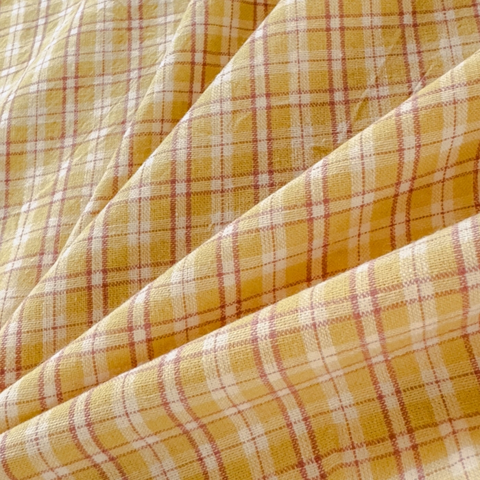 91家纺网 家纺一手货源 找家纺 金丝鸟家纺 2024新款A类全棉色织水洗棉单床单系列（学生床） 姜黄田格