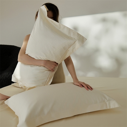 91家纺网 家纺一手货源 找家纺 8小时家纺 2024新款50s贡缎长绒棉提花系列单枕套 慕白