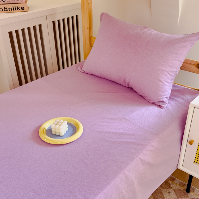 91家纺网 家纺一手货源 找家纺 金丝鸟家纺 2024新款A类全棉色织水洗棉单床单系列（学生床） 烟紫