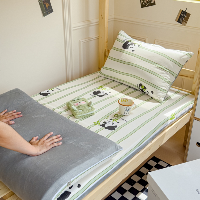 91家纺网 家纺一手货源 找家纺 金丝鸟家纺 2024新款全棉水晶绒床垫套 竹林米兜