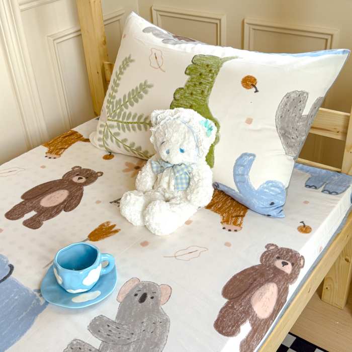 91家纺网 家纺一手货源 找家纺 金丝鸟家纺 2024新款全棉水晶绒床垫套 奇妙动物园